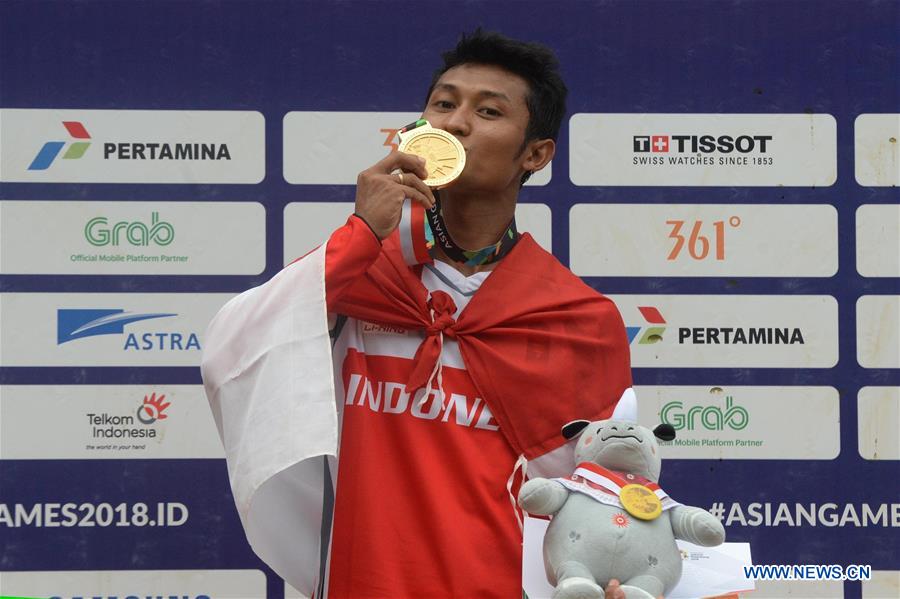 (SP)-INDONESIA-SUBANG-ASIAN GAMES 2018-MEN&rsquo;S DOWN HILL-MEDALS