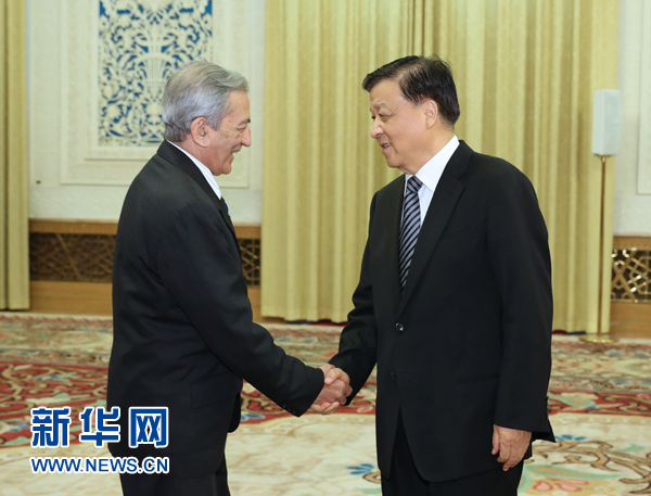 6月21日，中共中央政治局常委、中央書記處書記劉云山在北京會見古共中央書記處書記、國際關(guān)系部部長巴拉格爾率領(lǐng)的古巴共產(chǎn)黨代表團(tuán)。新華社記者馬占成攝