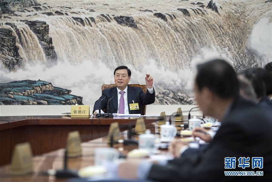 1月29日，十二屆全國(guó)人大常委會(huì)第一百零九次委員長(zhǎng)會(huì)議在北京人民大會(huì)堂舉行，張德江委員長(zhǎng)主持會(huì)議。 新華社記者 李濤 攝