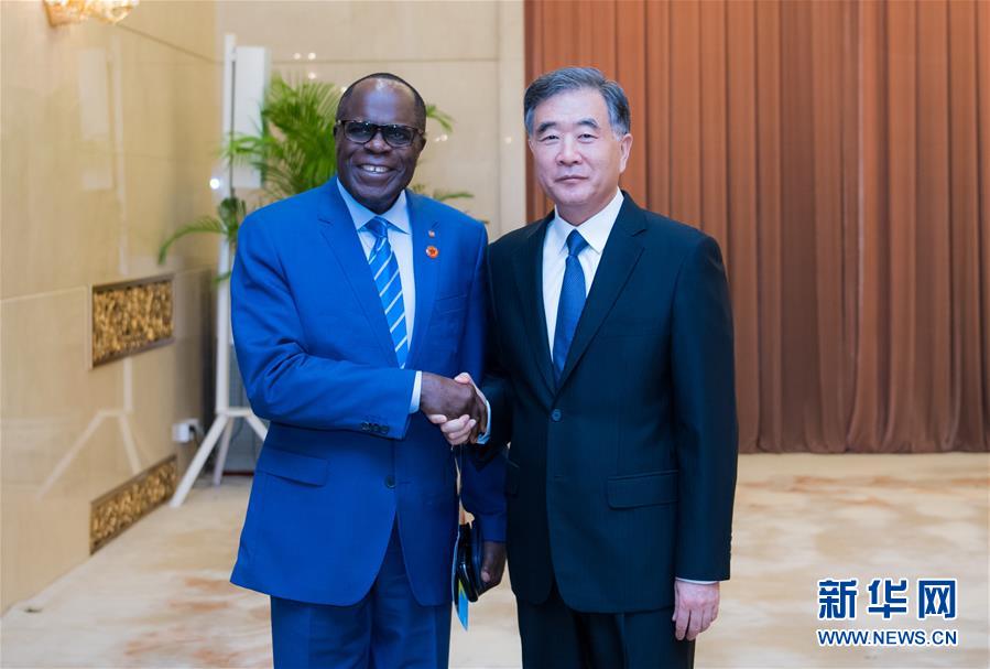 (時(shí)政)汪洋會(huì)見剛果(金)客人