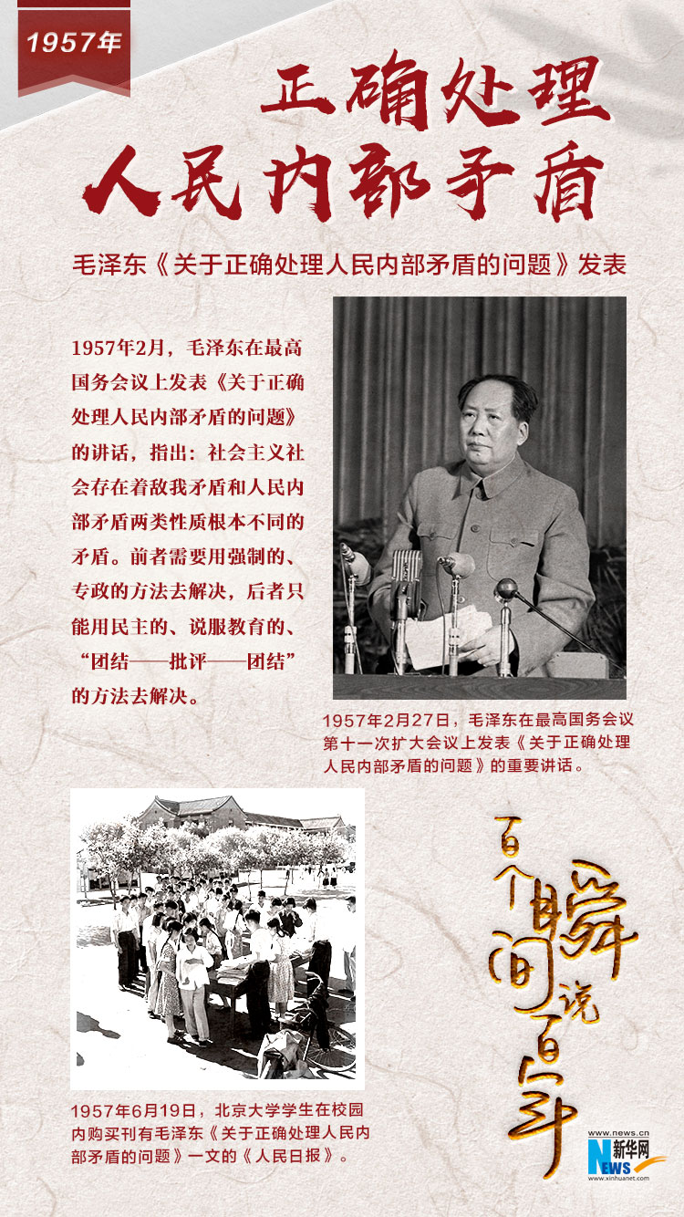 1957，正確處理人民內(nèi)部矛盾