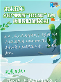 未來(lái)五年鄉(xiāng)村產(chǎn)業(yè)發(fā)展&ldquo;任務(wù)清單&rdquo;公布 這組數(shù)據(jù)值得關(guān)注！