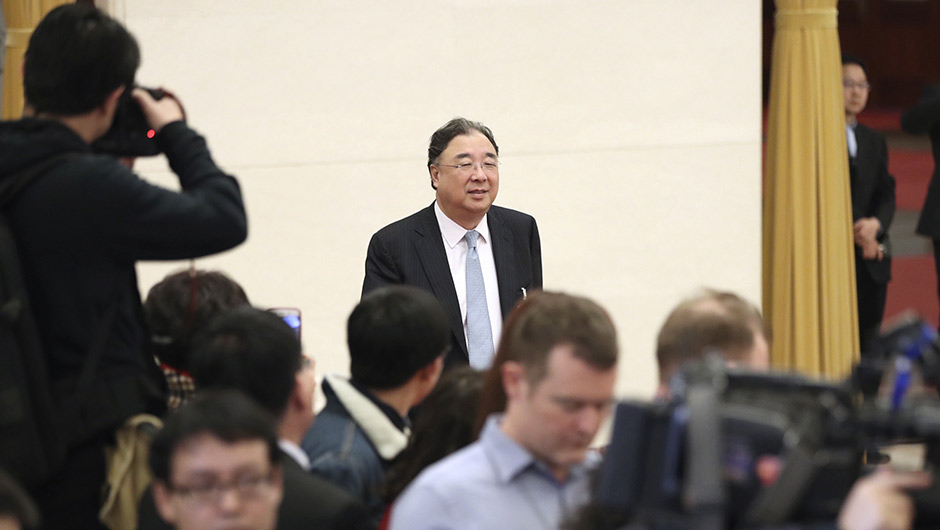 馬曉偉步入&ldquo;部長通道&rdquo;，準備接受采訪