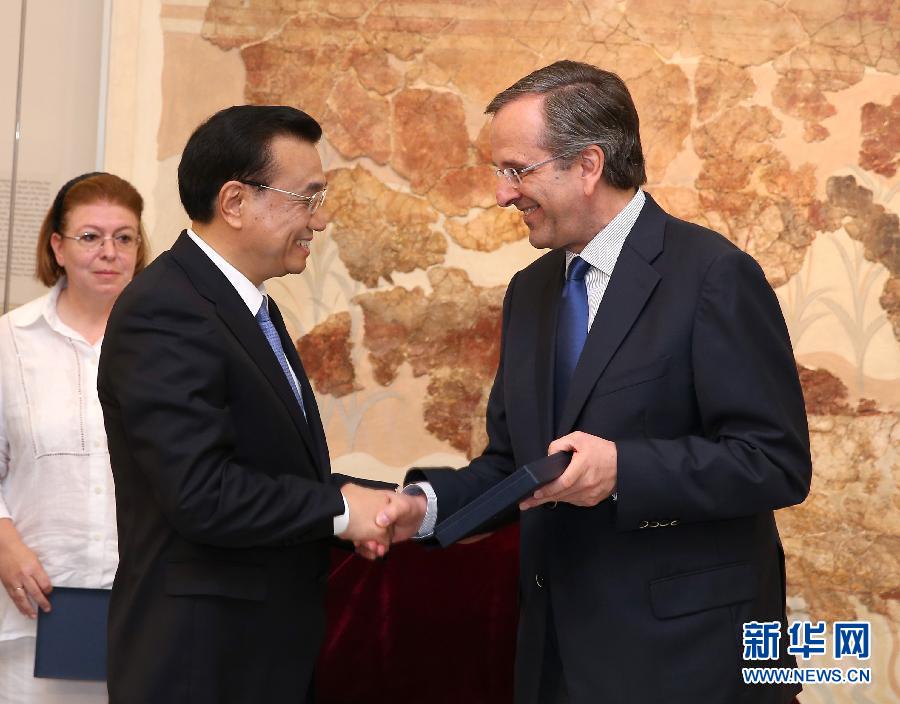 6月21日，國(guó)務(wù)院總理李克強(qiáng)與希臘總理薩馬拉斯共同出席希臘伊拉克利翁博物館新館開(kāi)館儀式并發(fā)表講話(huà)。 新華社記者 龐興雷 攝