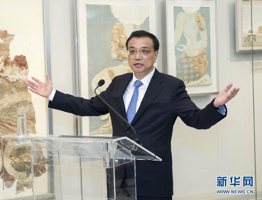 6月21日，國(guó)務(wù)院總理李克強(qiáng)與希臘總理薩馬拉斯共同出席希臘伊拉克利翁博物館新館開(kāi)館儀式并發(fā)表講話(huà)。 新華社記者 王曄 攝