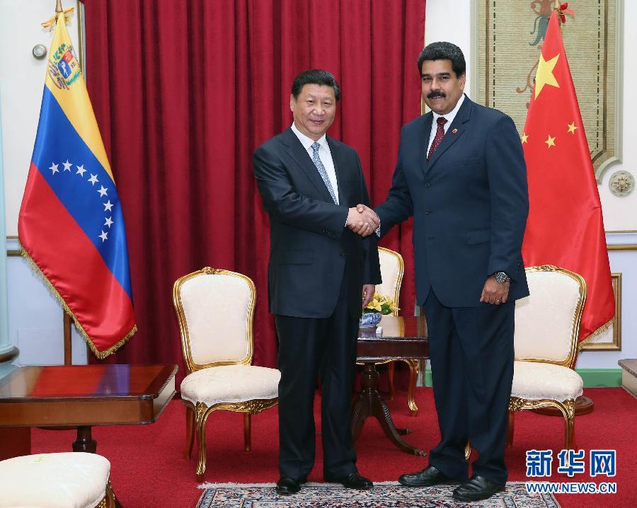 當(dāng)?shù)貢r間7月20日，國家主席習(xí)近平在加拉加斯同委內(nèi)瑞拉總統(tǒng)馬杜羅舉行會談。 新華社記者蘭紅光攝 