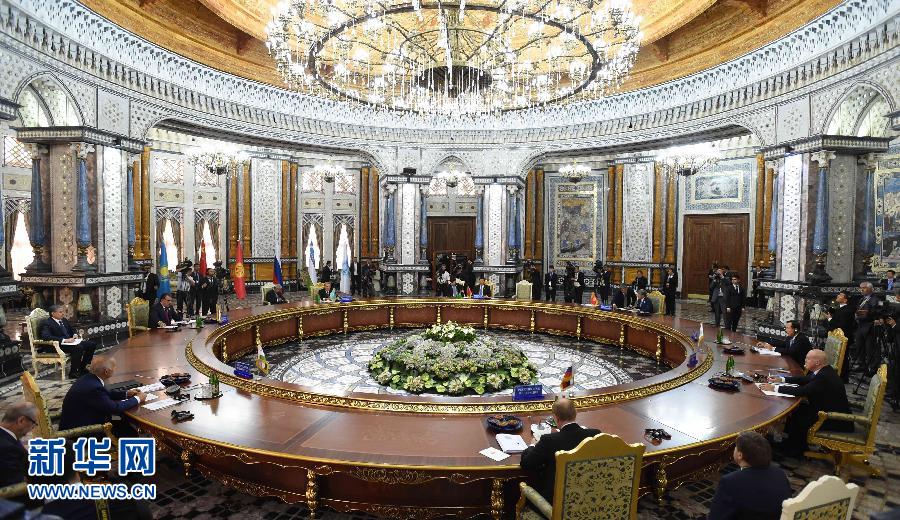 9月12日，上海合作組織成員國元首理事會第十四次會議在塔吉克斯坦首都杜尚別舉行。國家主席習近平出席會議并發(fā)表重要講話。新華社記者馬占成攝 