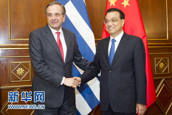 10月16日，中國(guó)國(guó)務(wù)院總理李克強(qiáng)在意大利米蘭會(huì)見(jiàn)希臘總理薩馬拉斯。 新華社記者 謝環(huán)馳 攝