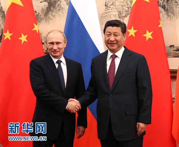 11月9日，國(guó)家主席習(xí)近平在北京釣魚(yú)臺(tái)國(guó)賓館會(huì)見(jiàn)俄羅斯總統(tǒng)普京。新華社記者 蘭紅光 攝