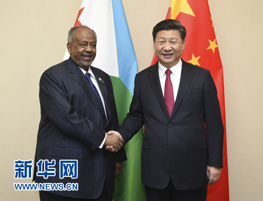 12月3日，國家主席習(xí)近平在約翰內(nèi)斯堡會見吉布提總統(tǒng)蓋萊。新華社記者 謝環(huán)馳 攝 

