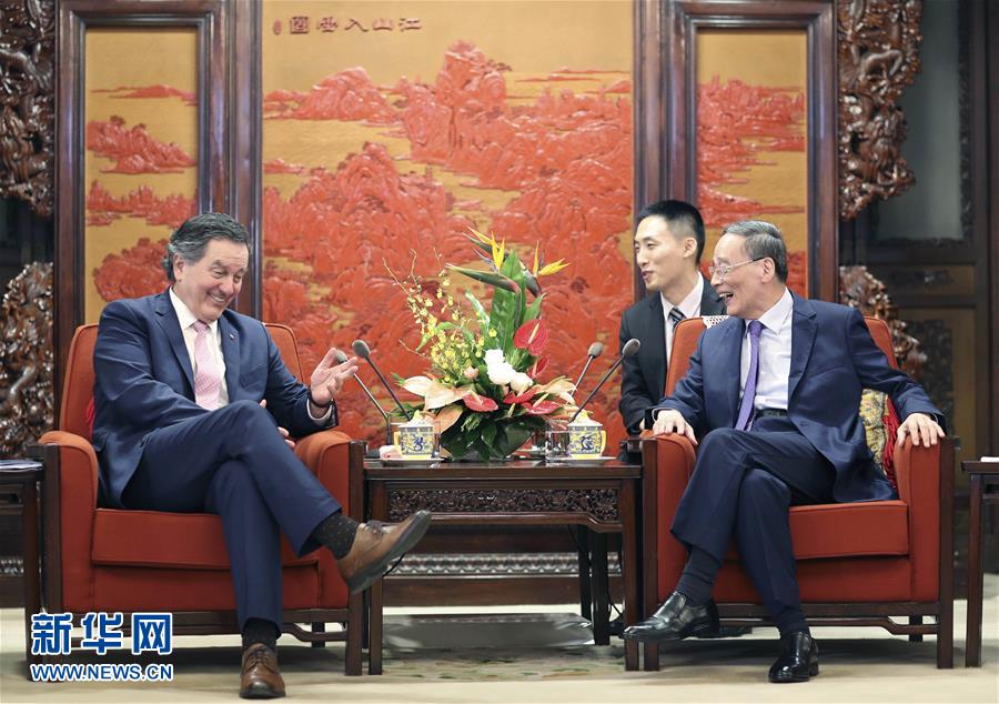 （時(shí)政）王岐山會見智利外長安普埃羅 