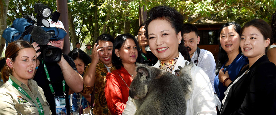 彭麗媛出席澳大利亞為與會領導人配偶舉行的參觀活動