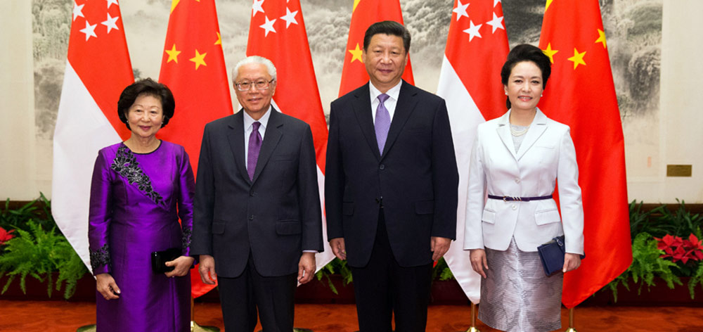 [資料圖]習近平同新加坡總統陳慶炎舉行會談